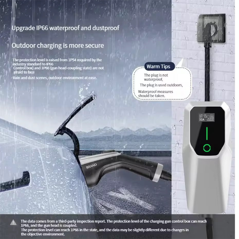 Junsun Mobile Home Charger Electric Car 3.5kW | IP65 Waterproof | 16A 1 Phase | 4 Meters | Home Charger Type 2 from EU socket - 8A/10A/13A/16A Switchable |