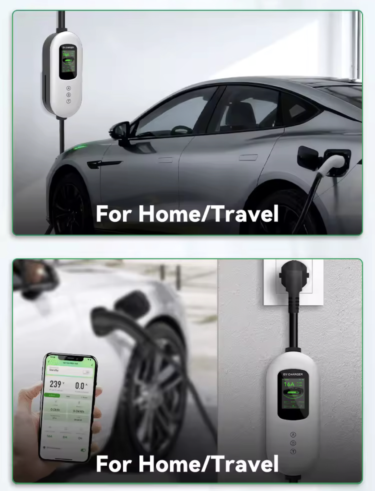D8 Pro Mobiele Thuislader met App 3.7 kW | Type 2 | 16A | Incl. Opbergtas | 5/10/15m | IP65 | Zwart/Zilver