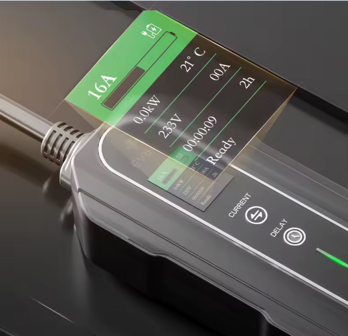 Bar2Charge 3.7kW Home Charger – Type 2 – 5/10m Cable – Adjustable (6A-16A) – Portable – IP67 Waterproof