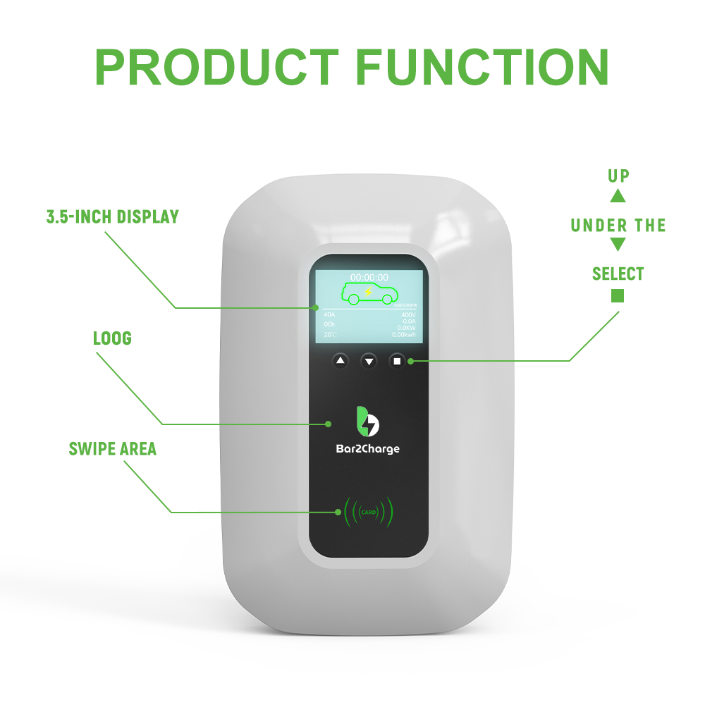 Bar2Charge MZT2 Laadpaal Wallbox 7,4kW – Elektrische Auto – Type 2 – 8meter Kabel – 1-Fase – 8A-32A instelbaar – Wit – App functie & RFID