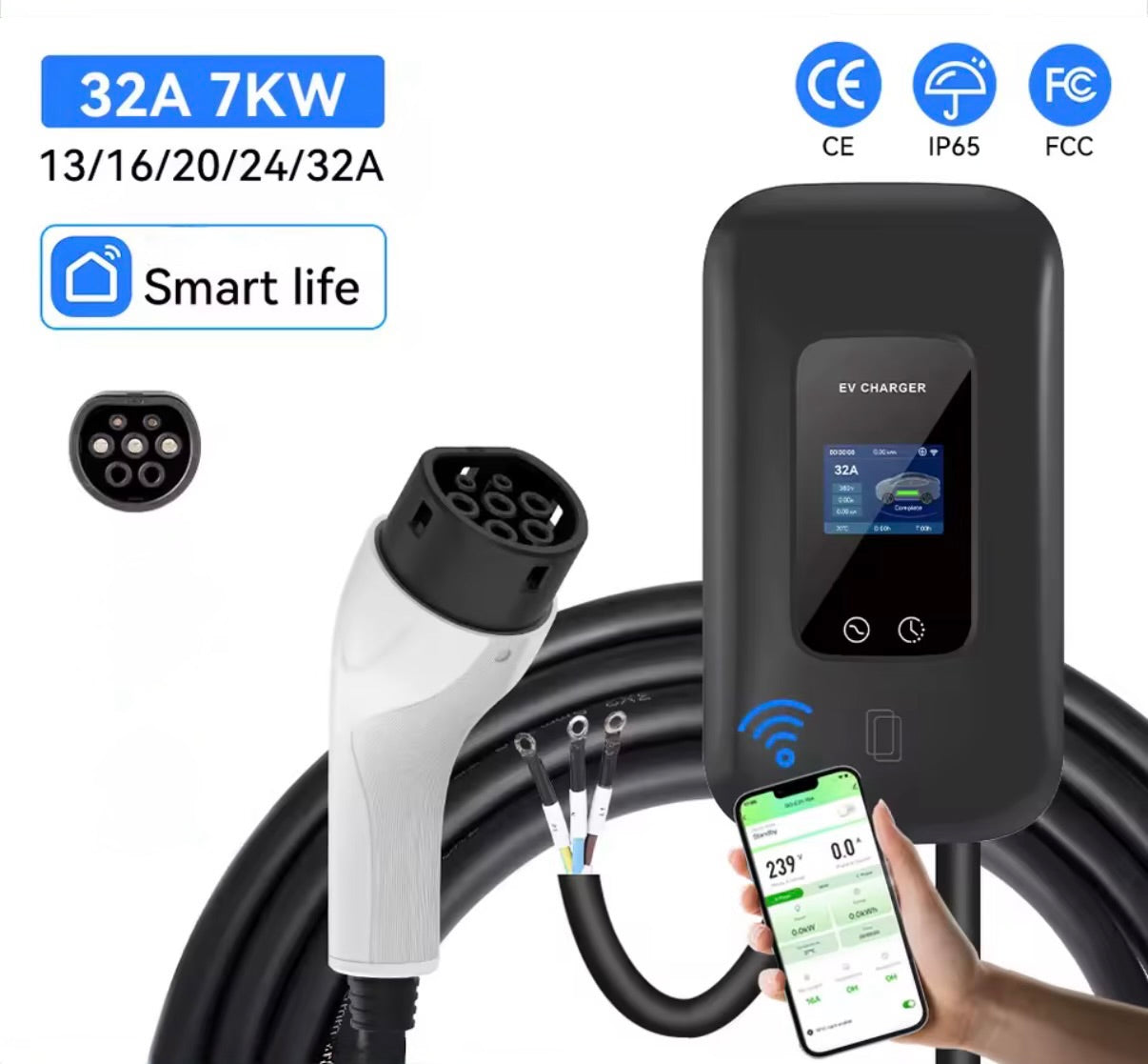 L6 PRO Laadpaal – Wallbox 3-fase | Type 2 | 6m Kabel | 11 kW & 22 kW | RFID & APP| IP65 Waterdicht