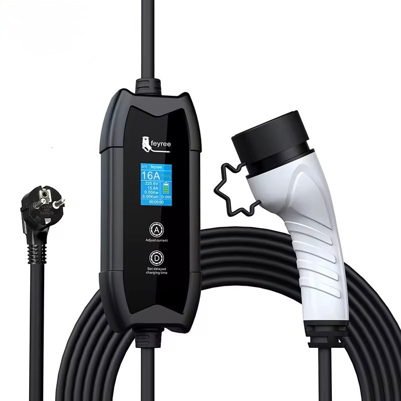 Chargeur mobile Feyree pour voiture électrique 3,7 kW, étanche IP66, 16 A, monophasé, 5 mètres, 8 A/16 A, charge différée commutable