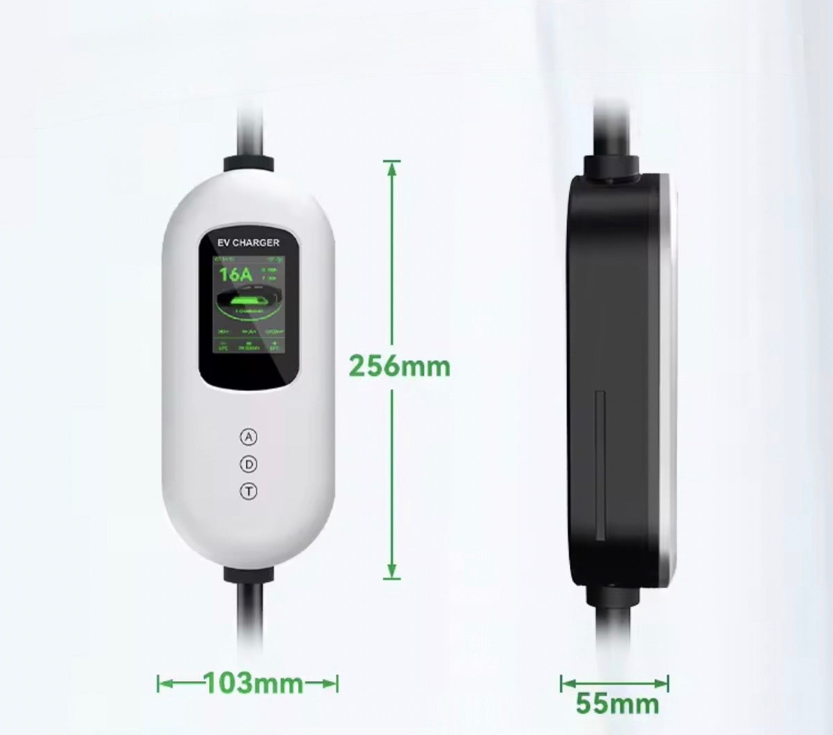 D8 Pro Mobiele Thuislader met App 3.7 kW | Type 2 | 16A | Incl. Opbergtas | 5/10/15m | IP65 | Zwart/Zilver