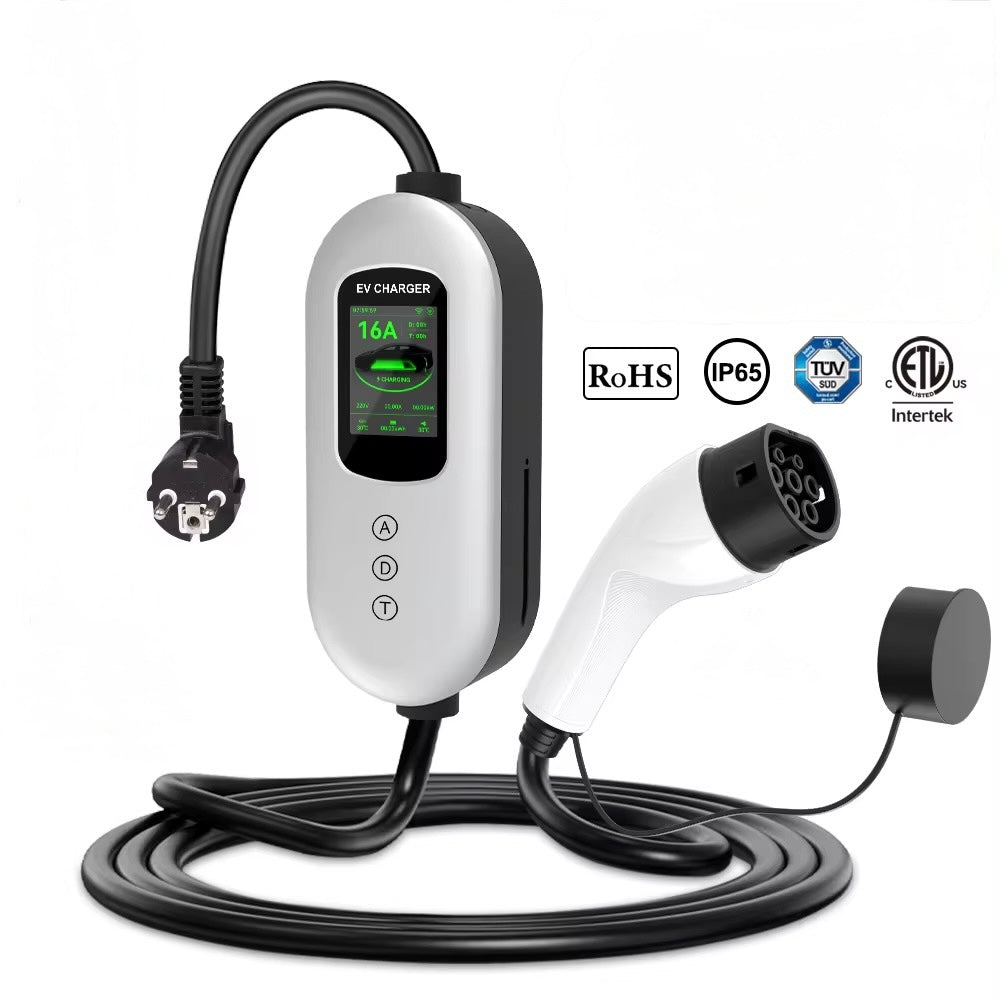 D8 Pro Mobiele Thuislader met App 3.7 kW | Type 2 | 16A | Incl. Opbergtas | 5/10/15m | IP65 | Zwart/Zilver