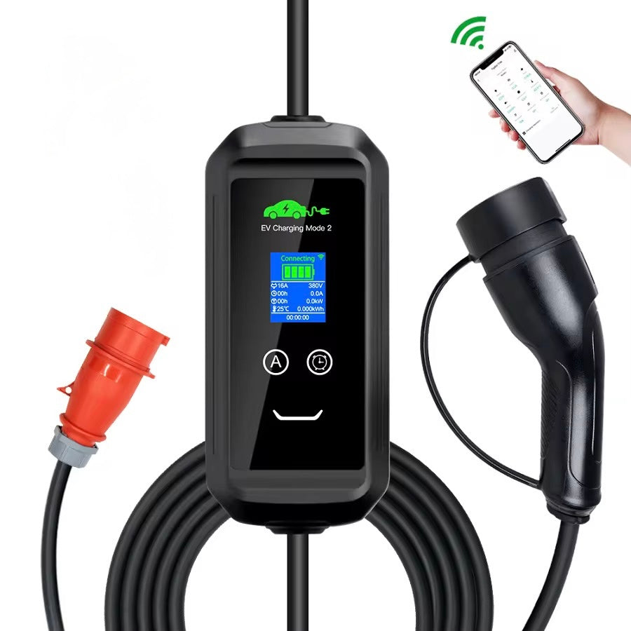 Mode 2 11 kW Mobiele EV Lader Type 2 – 3-fase 16A – 10m kabel – App bediening
