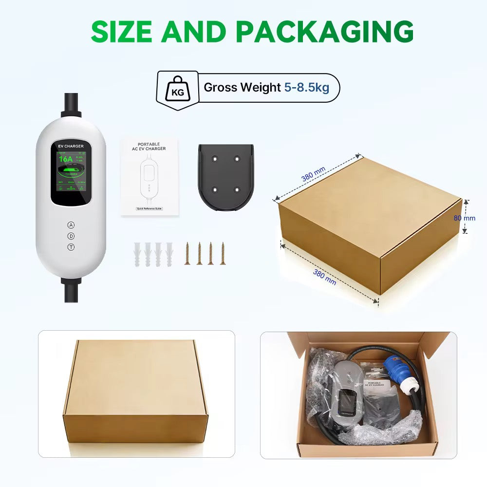 D8 Pro Mobiele Thuislader met App 3.7 kW | Type 2 | 16A | Incl. Opbergtas | 5/10/15m | IP65 | Zwart/Zilver