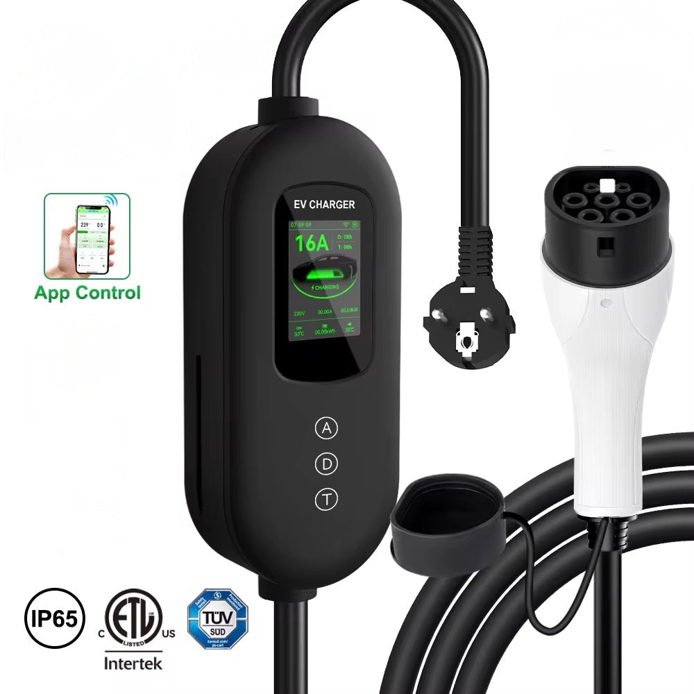 D8 Pro Mobiele Thuislader met App 3.7 kW | Type 2 | 16A | Incl. Opbergtas | 5/10/15m | IP65 | Zwart/Zilver