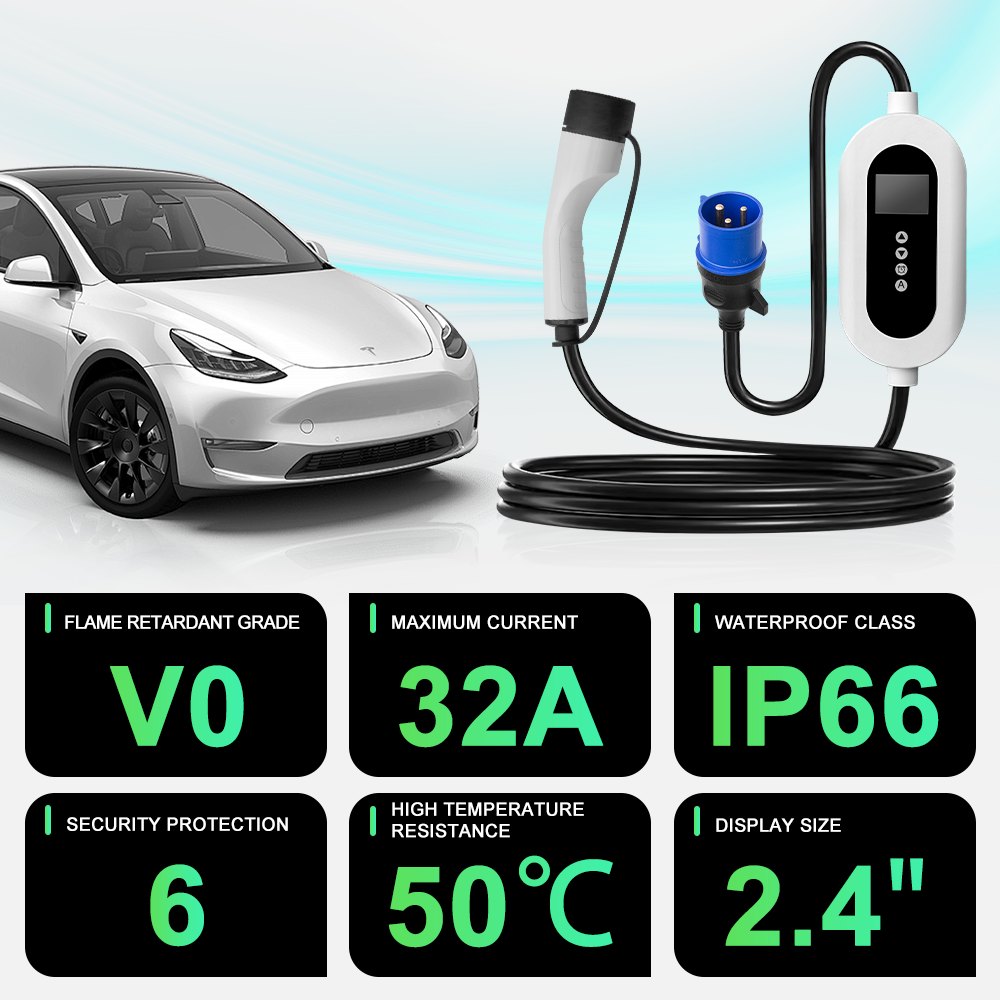 Bar2Charge D32A 7 kW Mobiele Thuislader 5 Meter Type 2 – IP66 Waterdicht – Draagbare EV Lader