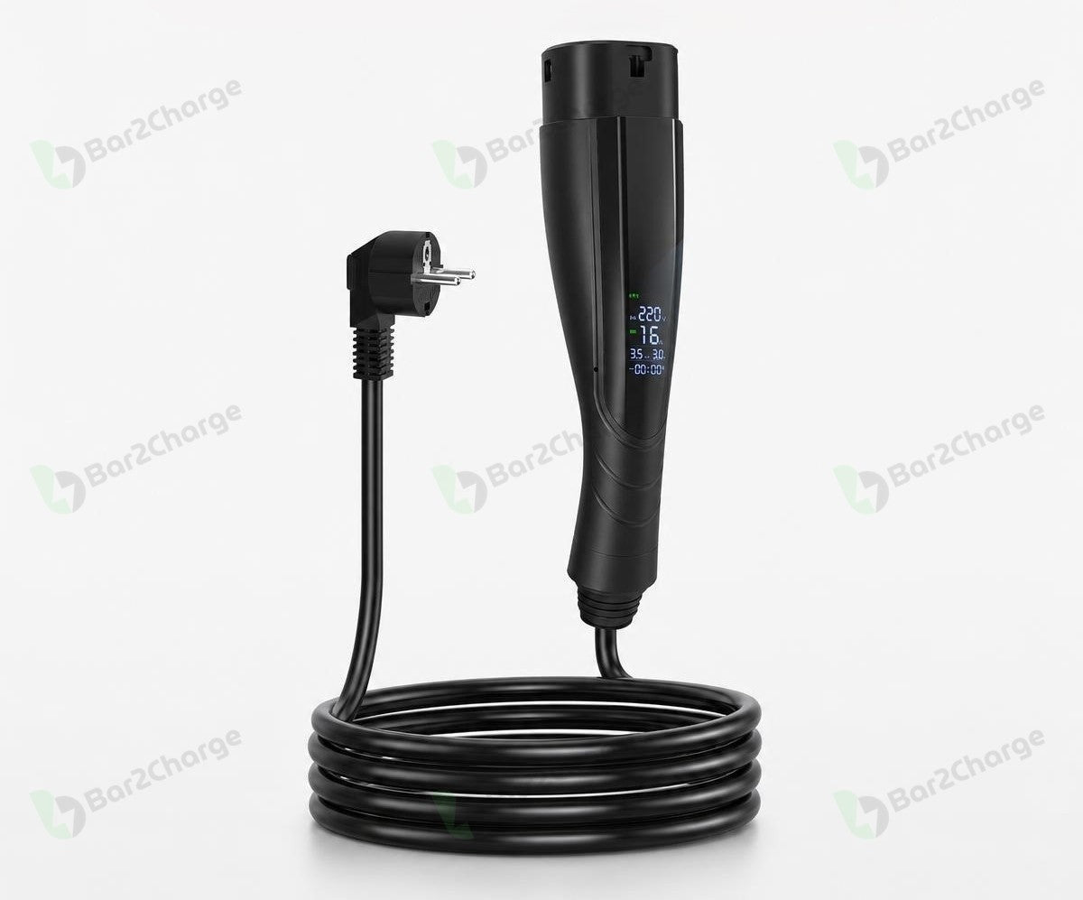 Bar2Charge Mobiele Thuislader 3,7 kW Type 2 – Digitale Laadstekker | 5–20 meter