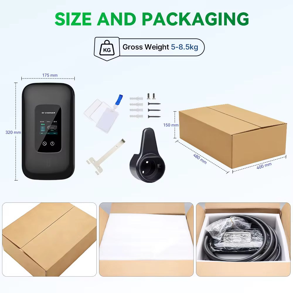 L6 Pro GO – E3132T 22 kW Laadpaal Wallbox (3-fase 32A) – Type 2 met 6 m of 10 m laadkabel + App-functie