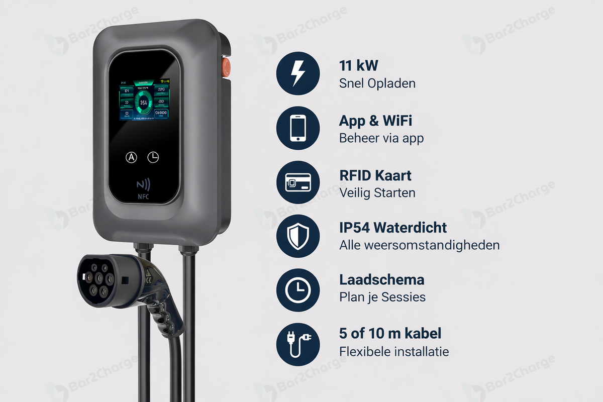 Bar2Charge YCL Series 11 kW Laadpaal – App & RFID