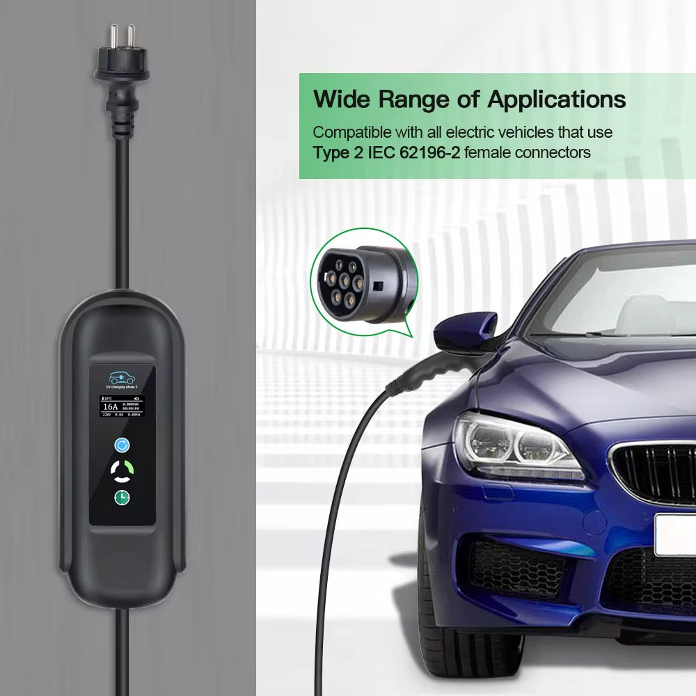 Mode 2 11 kW Mobiele EV Lader Type 2 – 3-fase 16A – 5m kabel