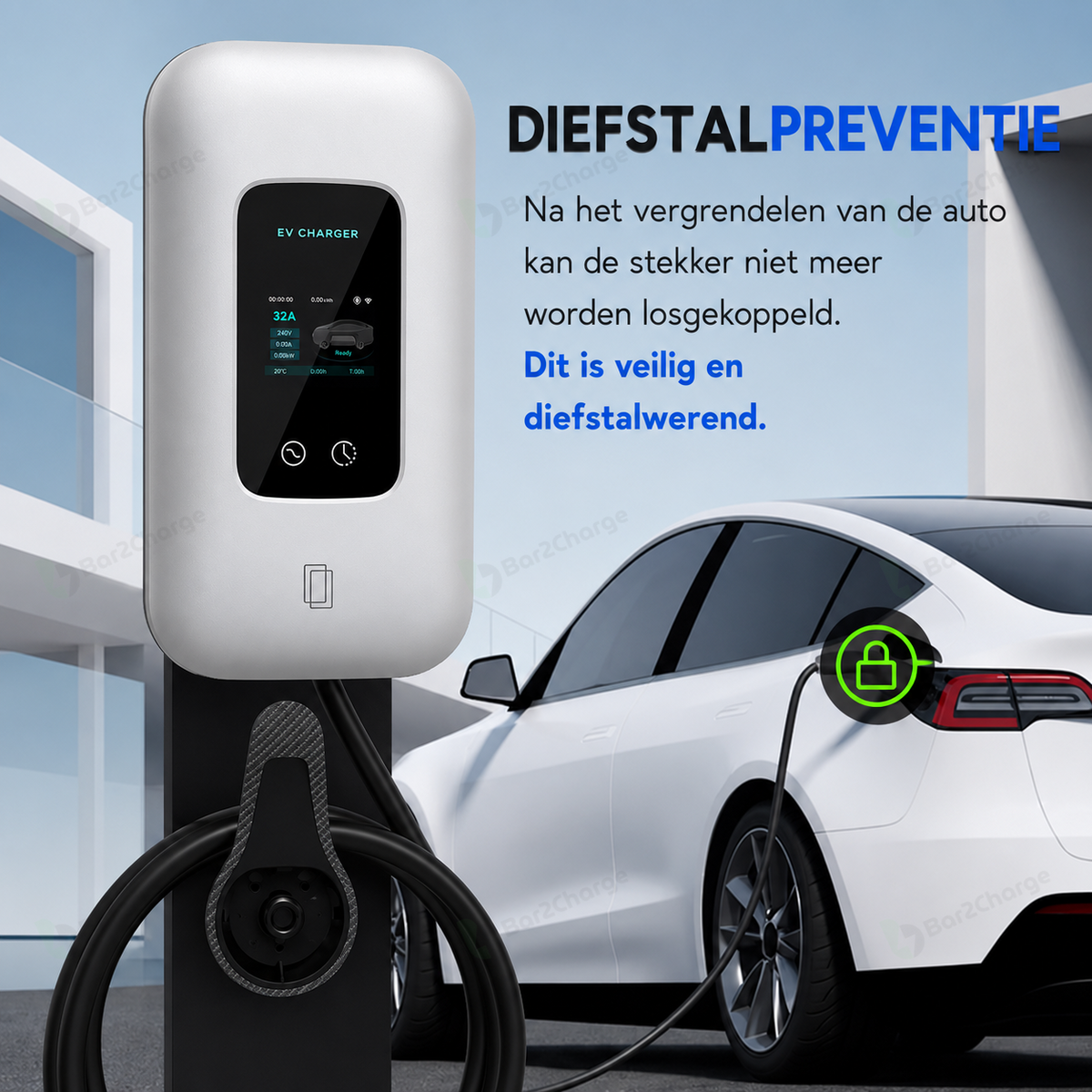 Bar2Charge L6 Pro 11 kW Laadpaal Zilver – 6 meter