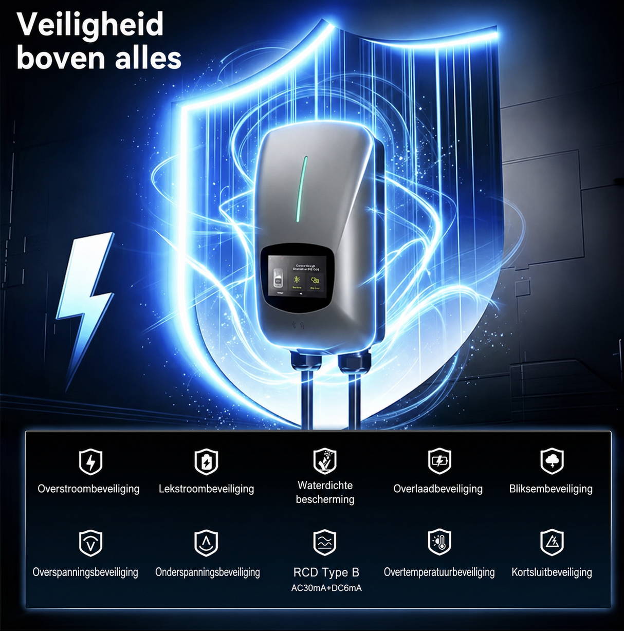 WityPower Laadpaal 7,4 / 11 / 22 kW | Type 2 5M | App, RFID & Optionele Load Balancing
