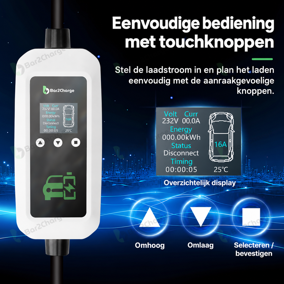 Bar2Charge Flex Smart mobile home charger | Type 2 | 3,7 kW | app | 5, 10 or 15 meters