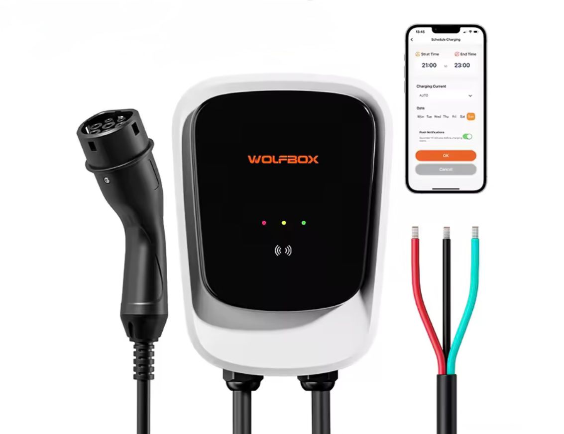 Wolfbox laadpaal 7 kW, 1-fase 32 A, Type 2, met 5 meter laadkabel, app en RFID