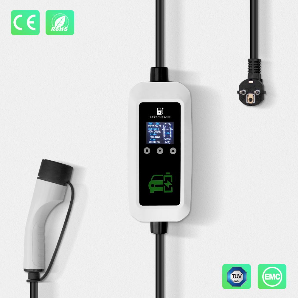Bar2Charge 3.7kW Mobile Home Charger Type 2 | 5m Cable | 16A 1-Phase | IP66 | Adjustable 8A-16A | Includes Bag