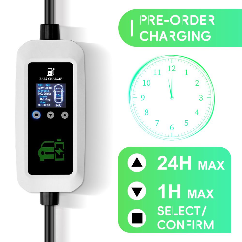 Bar2Charge 3.7kW Mobile Home Charger Type 2 | 5m Cable | 16A 1-Phase | IP66 | Adjustable 8A-16A | Includes Bag