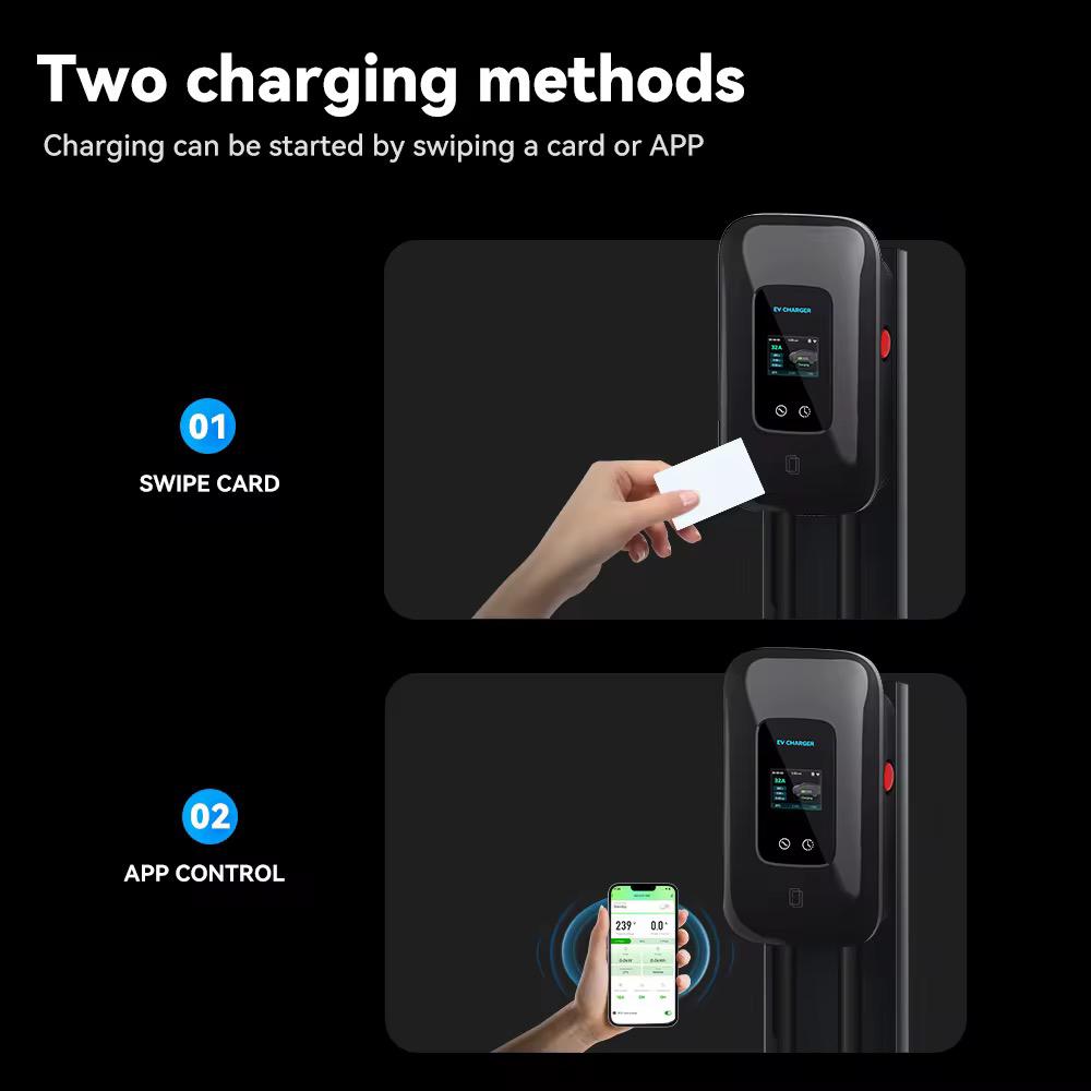 Estación de carga Bar2Charge de 7 kW, monofásica, tipo 2, cable de 5 m, control por app, resistente al agua IP65, para coches eléctricos e híbridos