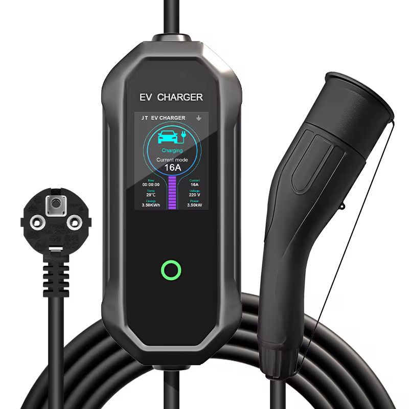 Bar2Charge EV Heimladegerät Typ 2 – 3,7 kW | 16 A | 5 m Kabel | Mobiles Ladegerät für Elektroautos über EU-Stecker | IP65 | 6 A–16 A einstellbar | Inklusive Tasche