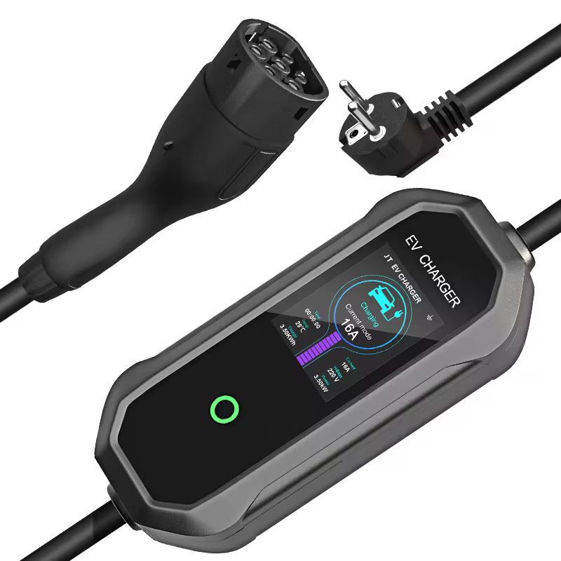 Bar2Charge EV Heimladegerät Typ 2 – 3,7 kW | 16 A | 5 m Kabel | Mobiles Ladegerät für Elektroautos über EU-Stecker | IP65 | 6 A–16 A einstellbar | Inklusive Tasche