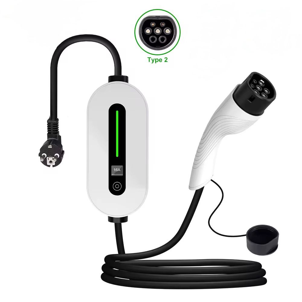 Cargador móvil para casa Bar2Charge de 3,7 kW | Resistente al agua IP66 | 16 A monofásico | Cable de 5 m | Cargador de pared tipo 2 | Conmutable de 8 a 16 A | Incluye bolsa