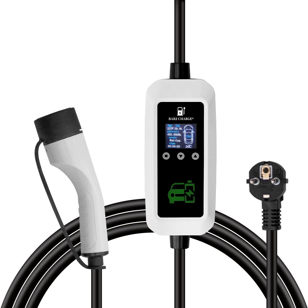 Bar2Charge 3.7kW Mobile Home Charger Type 2 | 5m Cable | 16A 1-Phase | IP66 | Adjustable 8A-16A | Includes Bag
