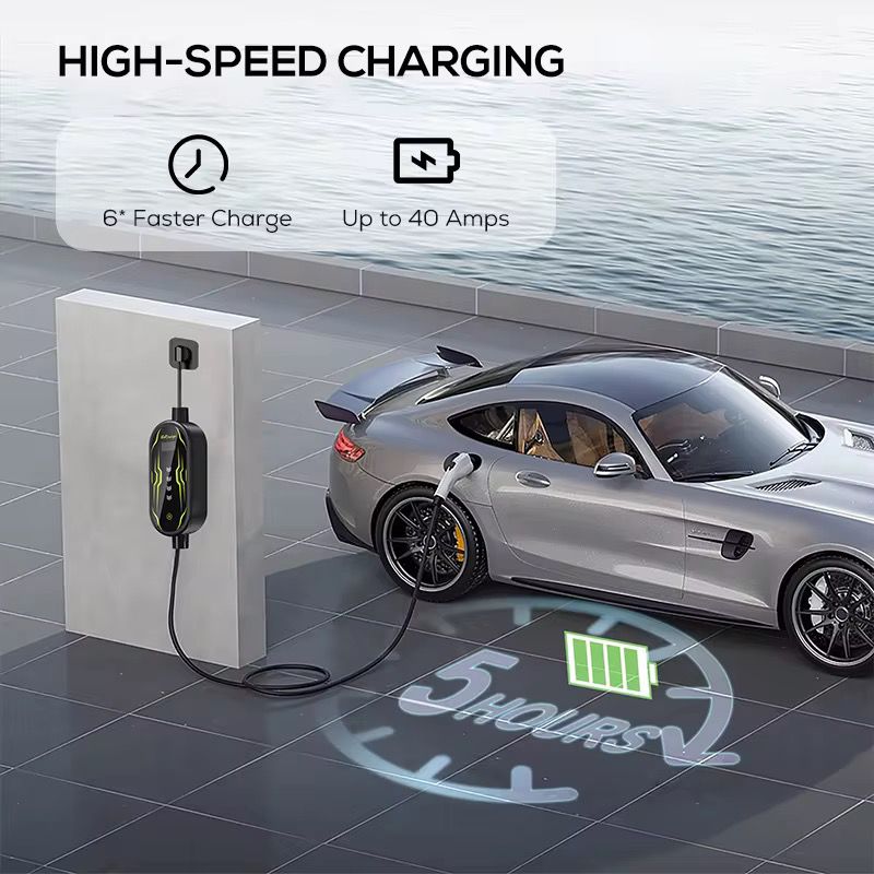 Junsun Mobile Home Charger | Car Charger | Electric Car 3.7 kW | IP65 Waterproof | 16A 1 Phase | 4 Meters | APP Control | Wifi | Home Charger Type 2 from EU socket - 6A/8A/10A/13A/16A Switchable |