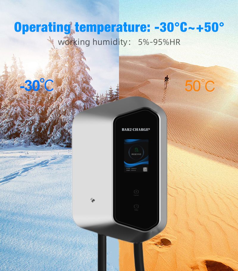 Borne de recharge murale Bar2Charge 7,4 kW – Monophasée – Voiture électrique – Câble de 5 m – Application et RFID