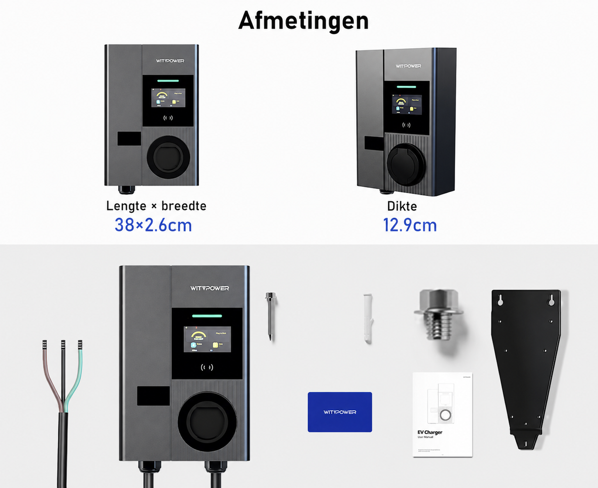 Bar2Charge WityPower Laadpaal 7,4/11 kW | Type 2 Kabel 5 Meter | App & RFID