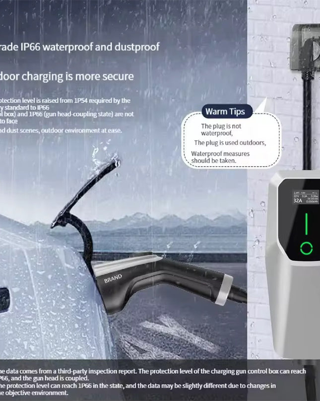 Junsun Mobiles Heimladegerät für Elektroautos 3,5 kW | IP65 wasserdicht | 16 A 1 Phase | 4 Meter | Heimladegerät Typ 2 aus EU-Steckdose – 8 A/10 A/13 A/16 A umschaltbar |
