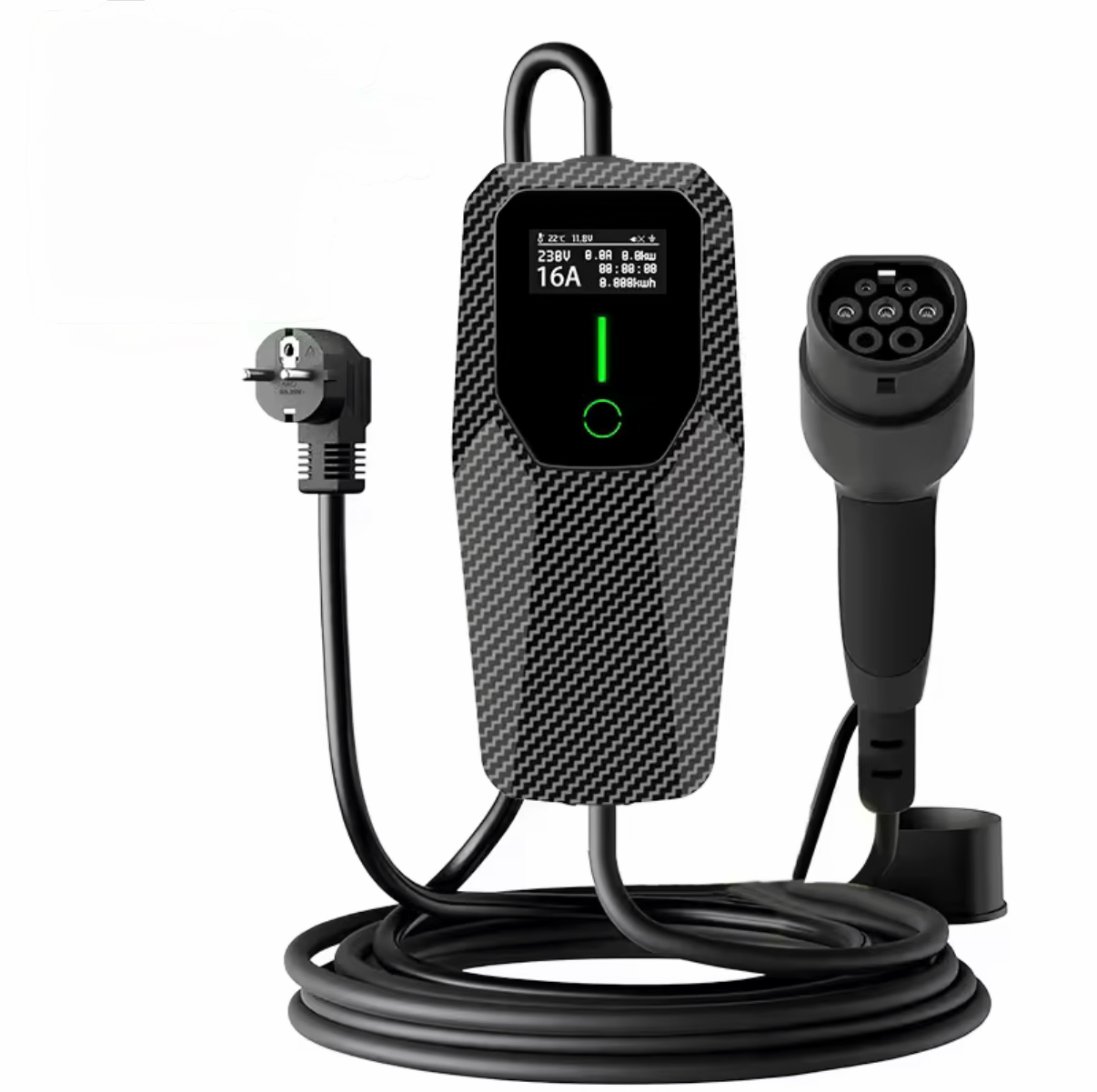 Junsun Mobiles Heimladegerät für Elektroautos 3,5 kW | IP65 wasserdicht | 16 A 1 Phase | 4 Meter | Heimladegerät Typ 2 aus EU-Steckdose – 8 A/10 A/13 A/16 A umschaltbar |