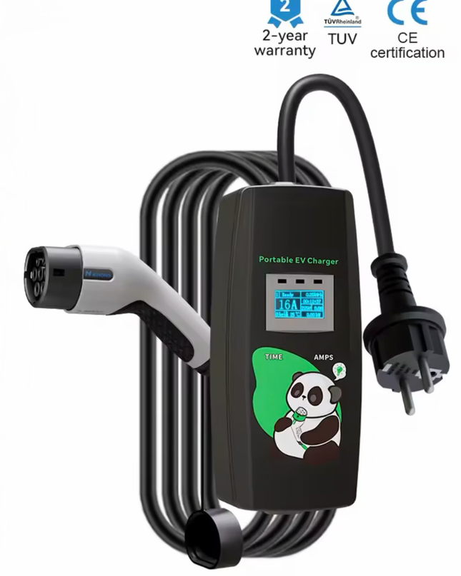 Mobiele thuislader Mode 2 | 3,7 kW | Type 2 | 3,5 of 5 meter | 16A (6–16A instelbaar) | IP54