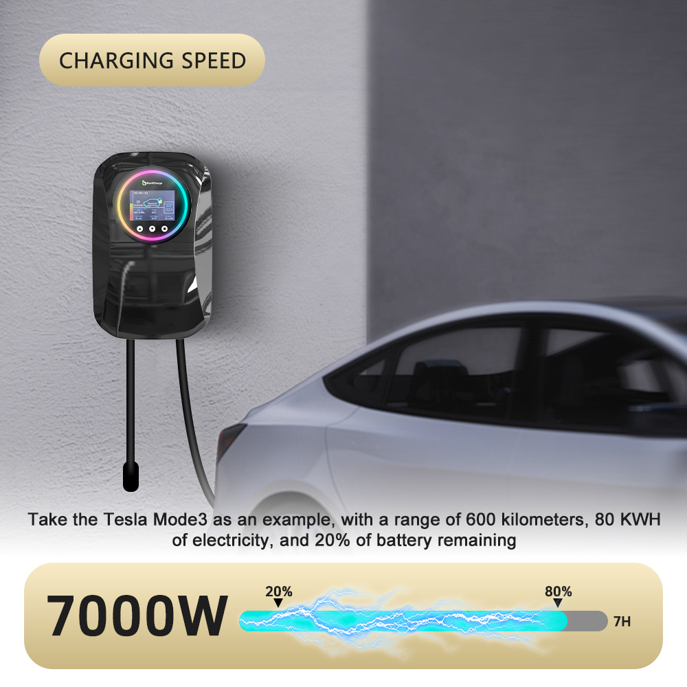 Laadpaal 7 kW (1-fase) | Type 2 | 10 meter kabel | 32A | IP66 waterdicht | App-bediening | Inclusief RFID-kaarten | Led-Lichteffect