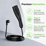 Bar2Charge Mobiles Ladegerät für zu Hause 3,7 kW Typ 2 – Digitaler Ladestecker | 5–20 Meter