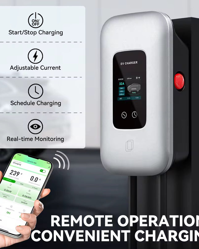 Bar2Charge 11kW Wallbox-Ladestation – 3-Phasen 16A – Typ 2 – App-Steuerung – IP65 – 5m Kabel – Für Elektro- und Hybridautos