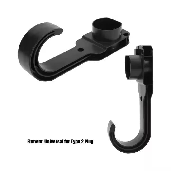 Laadkabel- en Stekkerhouder met Haak – Type 2 EV Muurhouder – Zwart