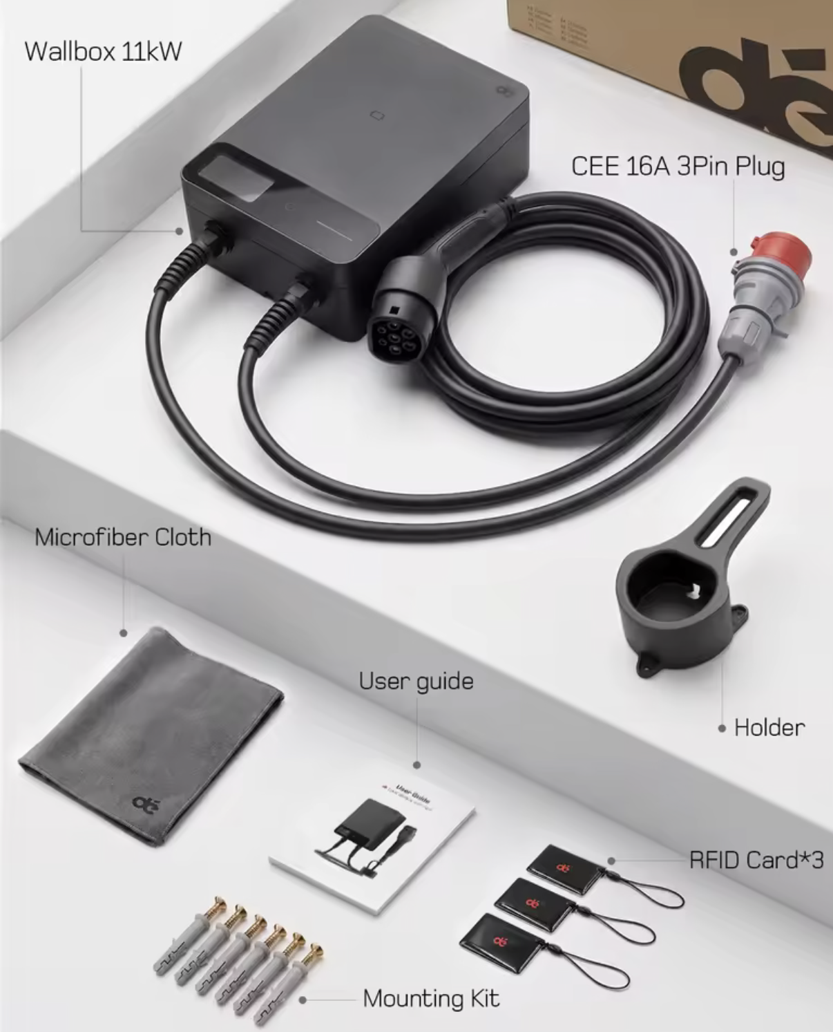 Laadpaal 11 kW | 3-Fase | Type 2 Kabel | App | RFID | LCD | CEE 16A