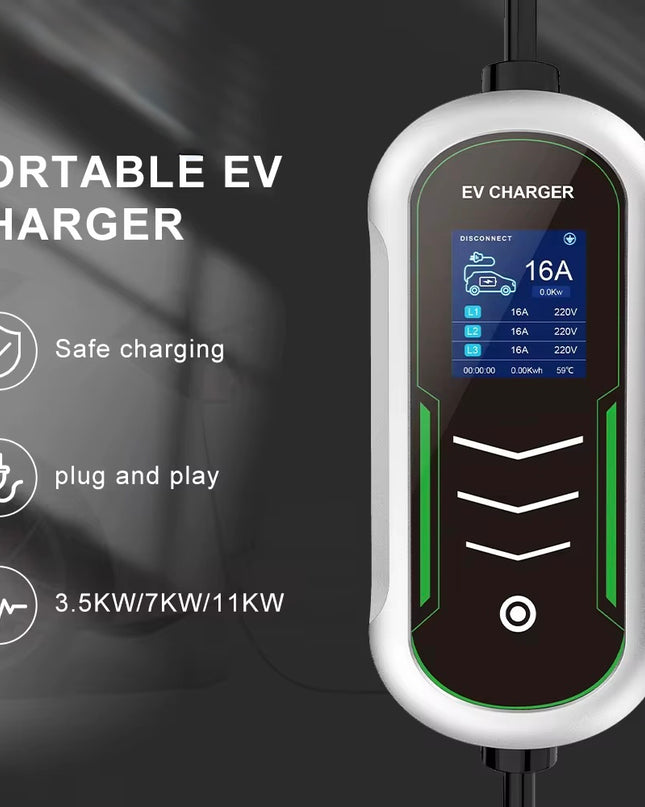 B6 11 kW Mobiele EV Lader Type 2 – 3-Fase 16A – 5 Meter Kabel