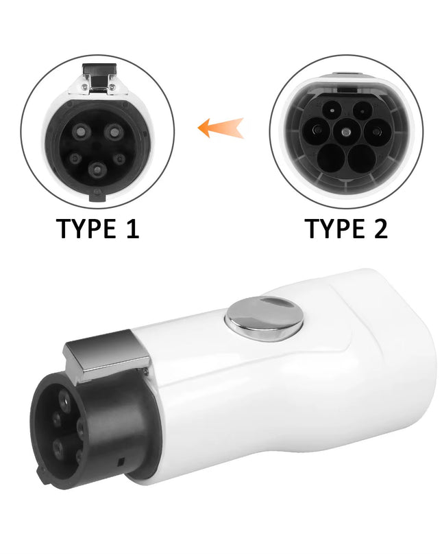 Adapter van Type 2 laadkabel naar Type 1 aansluiting voor de auto