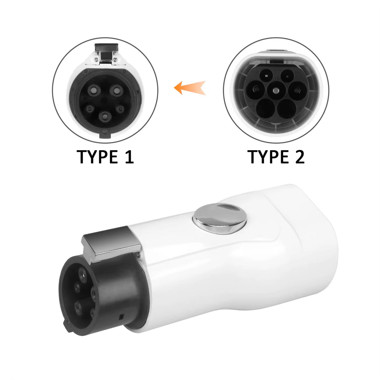 Adapter van Type 2 laadkabel naar Type 1 aansluiting voor de auto