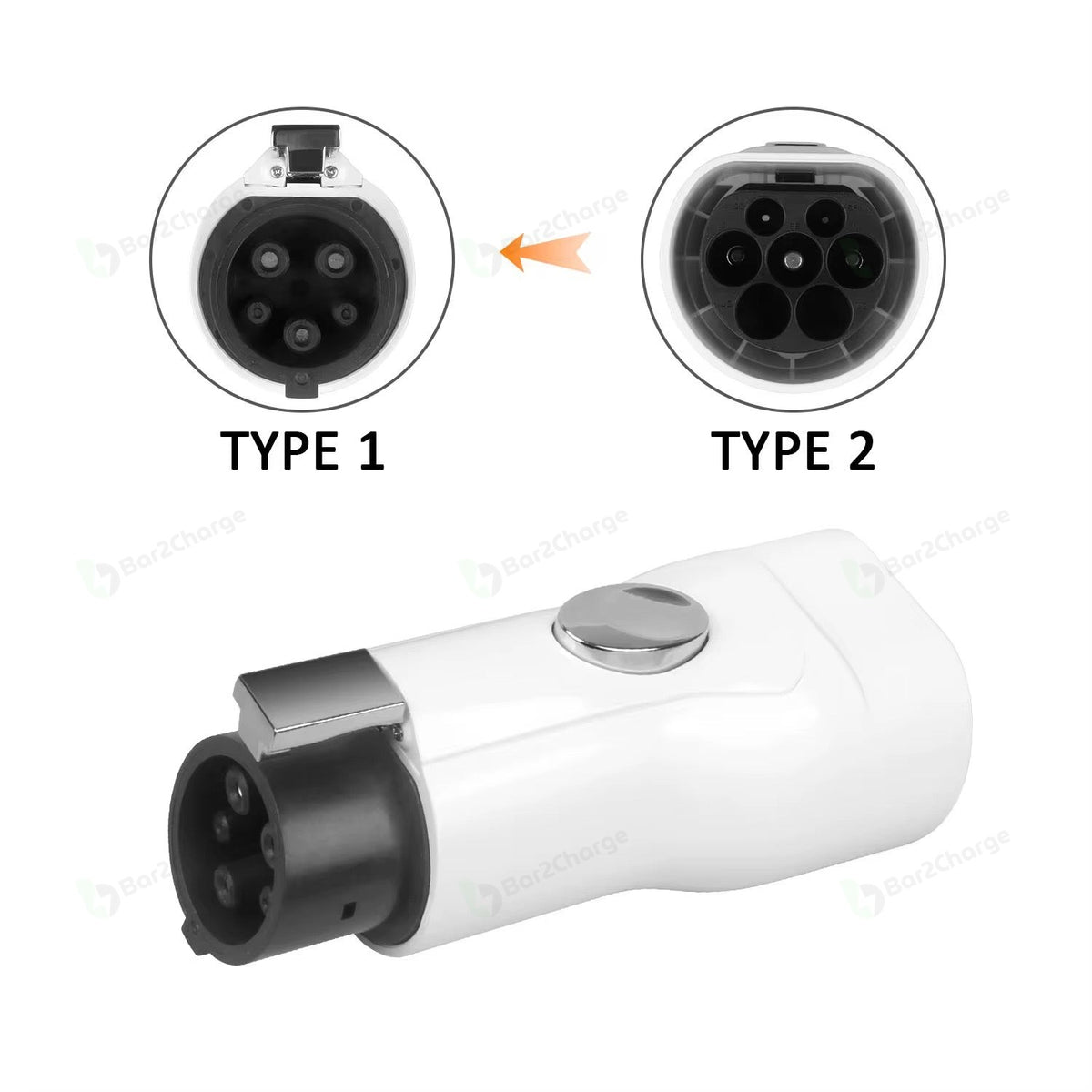 Adapter van Type 2 laadkabel naar Type 1 aansluiting voor de auto
