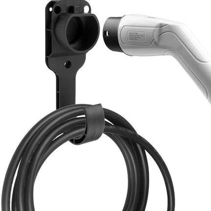 Laadkabel- en Stekkerhouder met Haak – Type 2 EV Muurhouder – Zwart