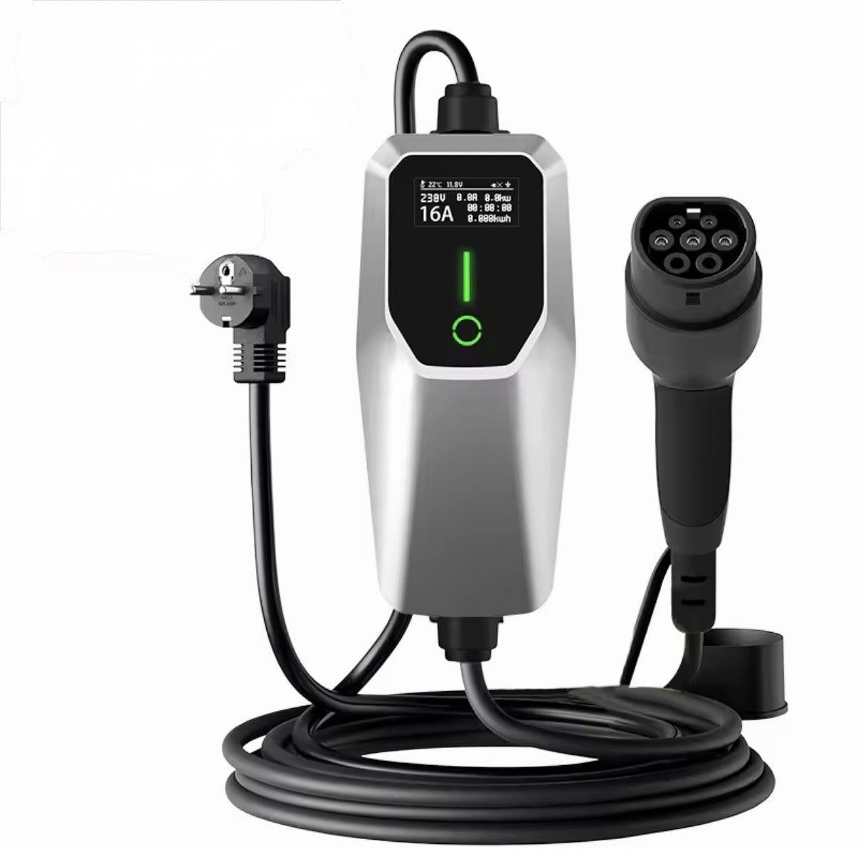 Junsun Mobiles Heimladegerät für Elektroautos 3,5 kW | IP65 wasserdicht | 16 A 1 Phase | 4 Meter | Heimladegerät Typ 2 aus EU-Steckdose – 8 A/10 A/13 A/16 A umschaltbar |