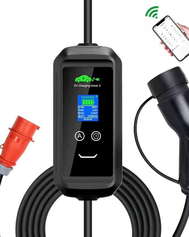 Mode 2 11 kW Mobiele EV Lader Type 2 – 3-fase 16A – 10m kabel – App bediening