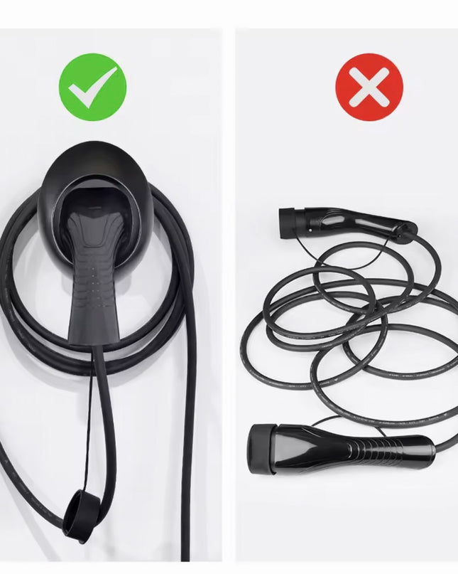 Laadkabelhouder Type 2 Zwart – Wandhouder voor EV Laadkabel
