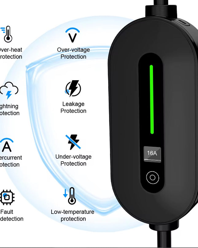 Bar2Charge Mobiles Heimladegerät 3,7 kW | IP66 wasserdicht | 16 A 1-phasig | 5 m Kabel | Typ 2 Wandladegerät | Umschaltbar 8-16 A | Inklusive Tasche