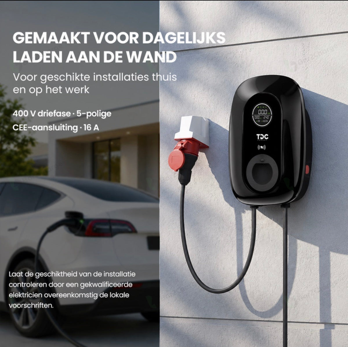 TDC Energy RAC11 11 kW Laadpaal – App & RFID