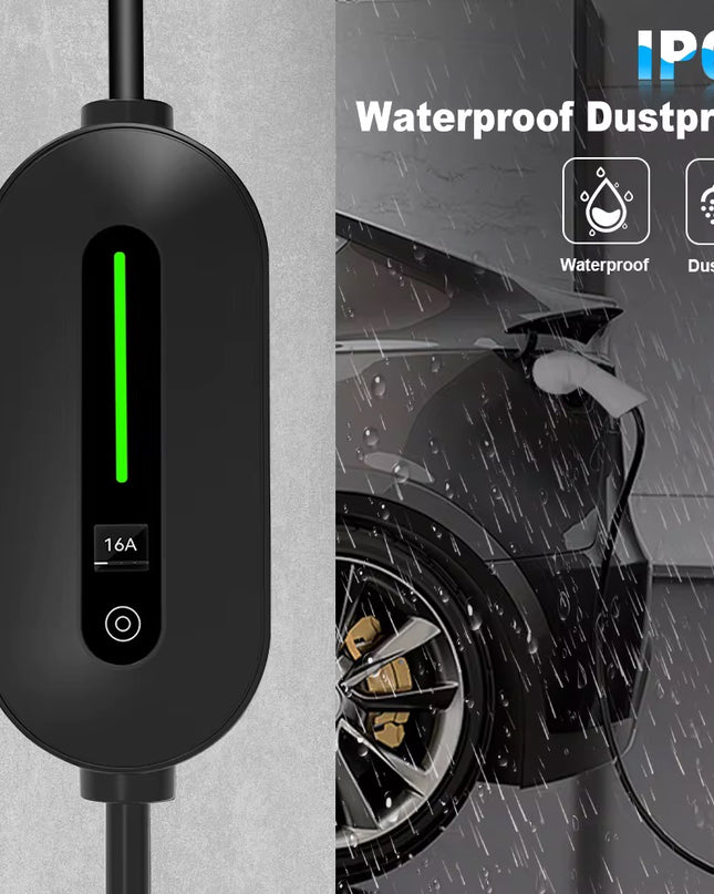Bar2Charge Mobiles Heimladegerät 3,7 kW | IP66 wasserdicht | 16 A 1-phasig | 5 m Kabel | Typ 2 Wandladegerät | Umschaltbar 8-16 A | Inklusive Tasche
