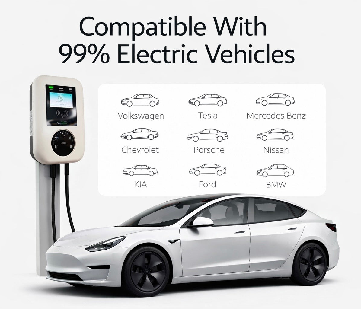 Bar2Charge Wallbox 11 kW Type 2 | 3 fase 16A | 8m laadkabel | Loadbalancing - App functie
